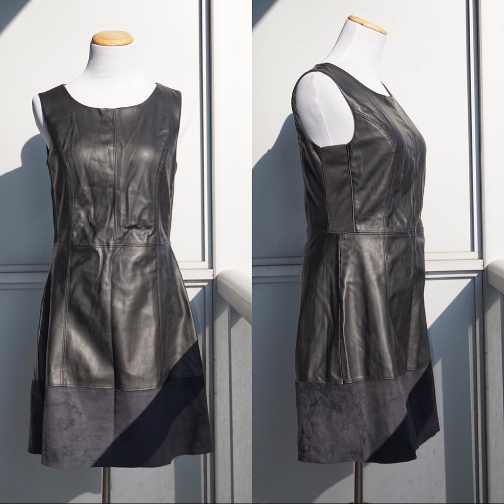 🔮 Reitmans Faux Leather Black Dress (S) - Picture 3 of 9